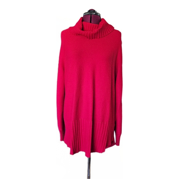 Cyrus Women's Cozy Cowl Neck Turtleneck Red Tunic Sweater Red XL - Picture 1 of 12